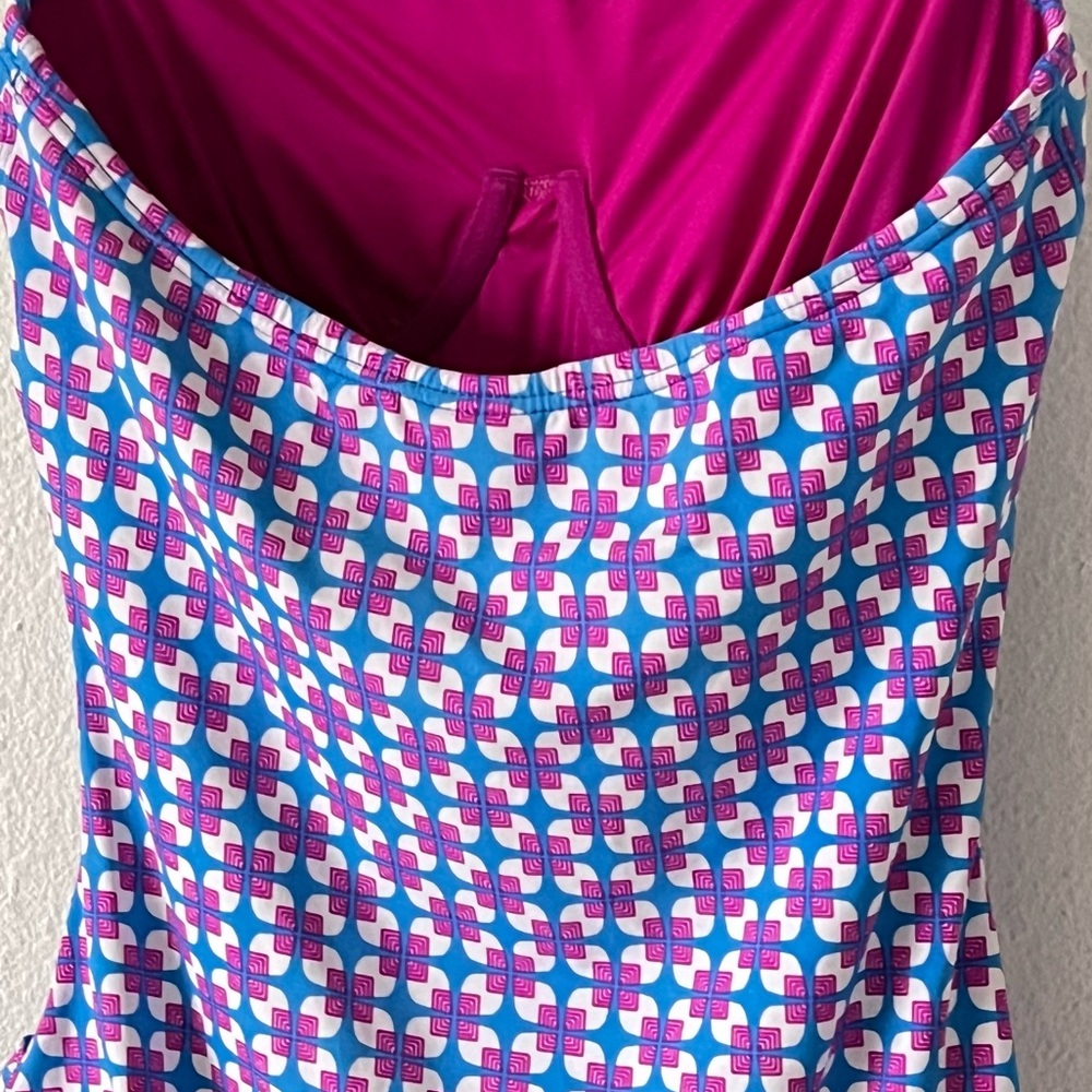 ECHO Design Mid Century Style Retro Geometric One Piece Swimsuit Blue and Purple - Picture 10 of 12